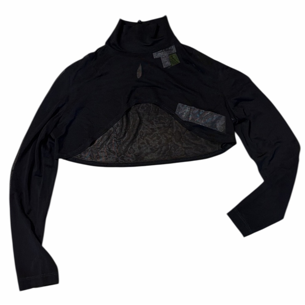 Joseph Ribkoff Black Sheer Cropped Long Sleeve Top | Size 8